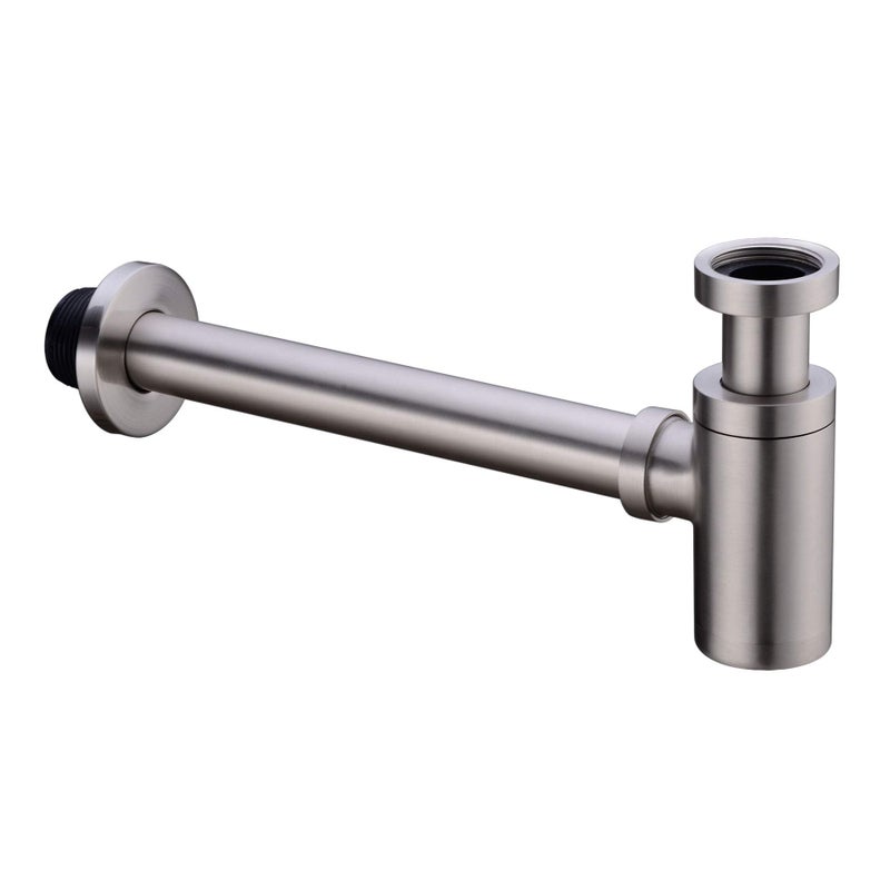 orhemus Brass Round Bottle P Trap, Basin Sink Waste Trap Drain Tube Kit Adjustable Height, Brushed Nickel Finished - Image 1